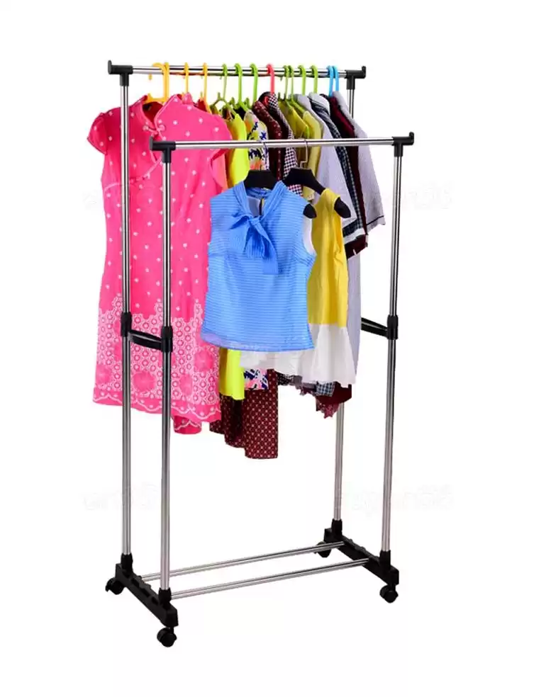 Double Pole Telescopic Stainless Steel Clothes Rack High Quality