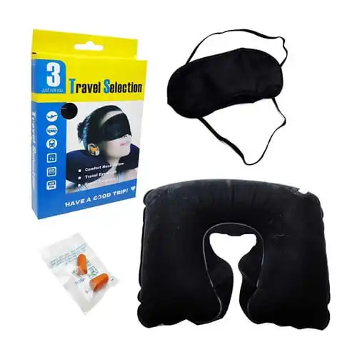 3 in 1 Travel Neck Pillow Set - Black - Neck Pillow