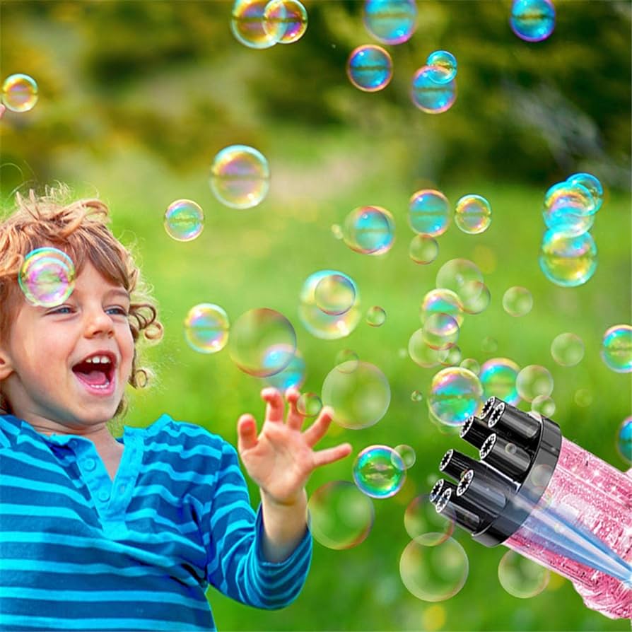Bubble Gatling Gun Gatling Bubble Machine Toys for Kids 8-Hole Gift for Boys and